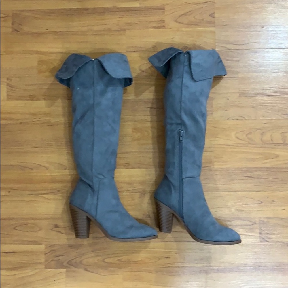 Stretch Suede Knee High Boots